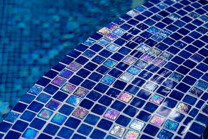 Close up of pool tiles