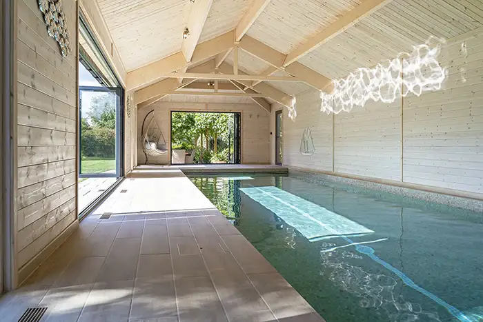 Indoor view of a pool house