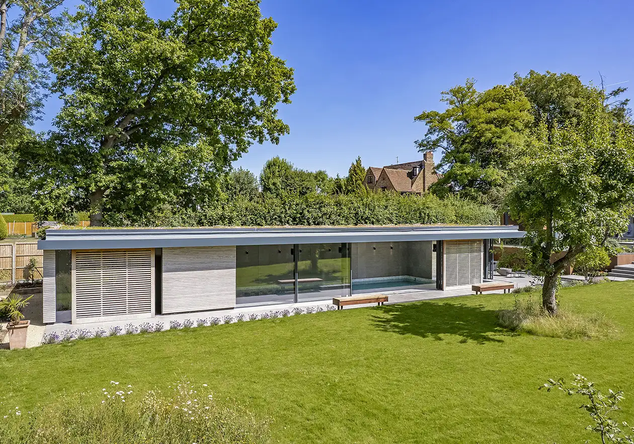 External view of an indoor pool house