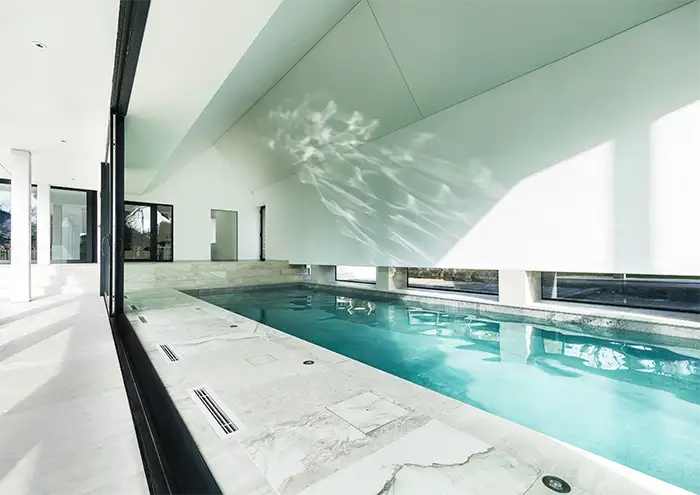 a narrow long indoor pool 