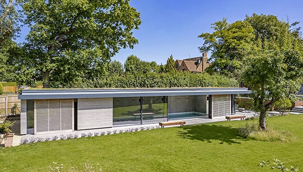 External view of modern indoor swimming pool