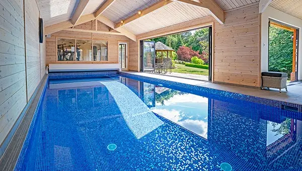 Indoor pool with bifold doors